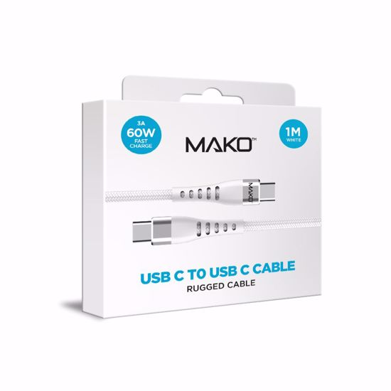 Picture of Mako Mako USB-C to USB-C 60W USB 2.0 1M Nylon Cable in White